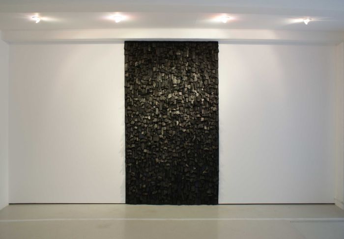 2014 - Yôkaï - Installation murale d'un haut relief en charbon de bois, 240 x 120 cm - Exposition En Suspens - Galerie Eva Vautier – Nice